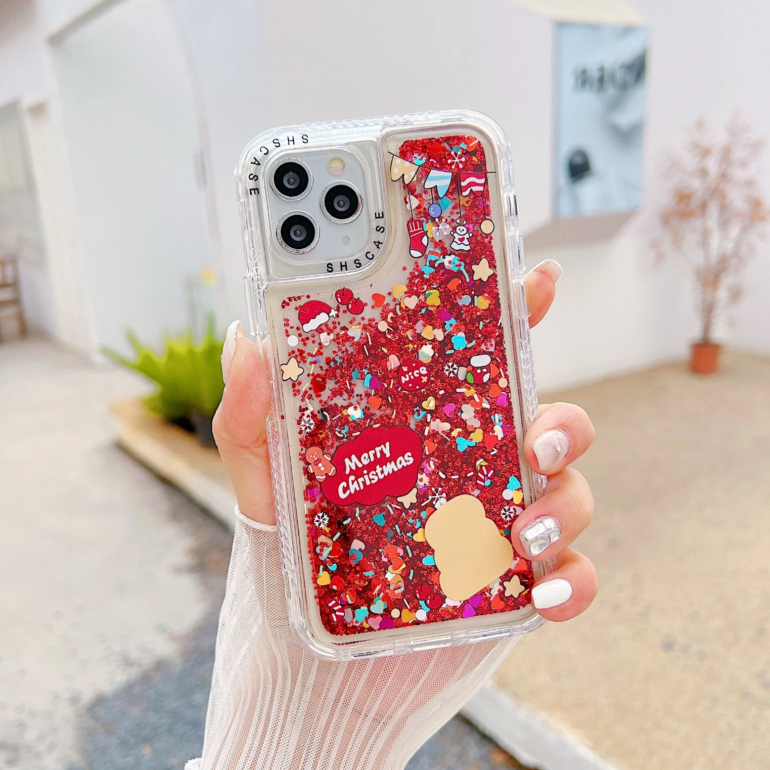 لهاتف iPhone 13 Defender quicksand Phone Case GLitter Liquid Water الغطاء