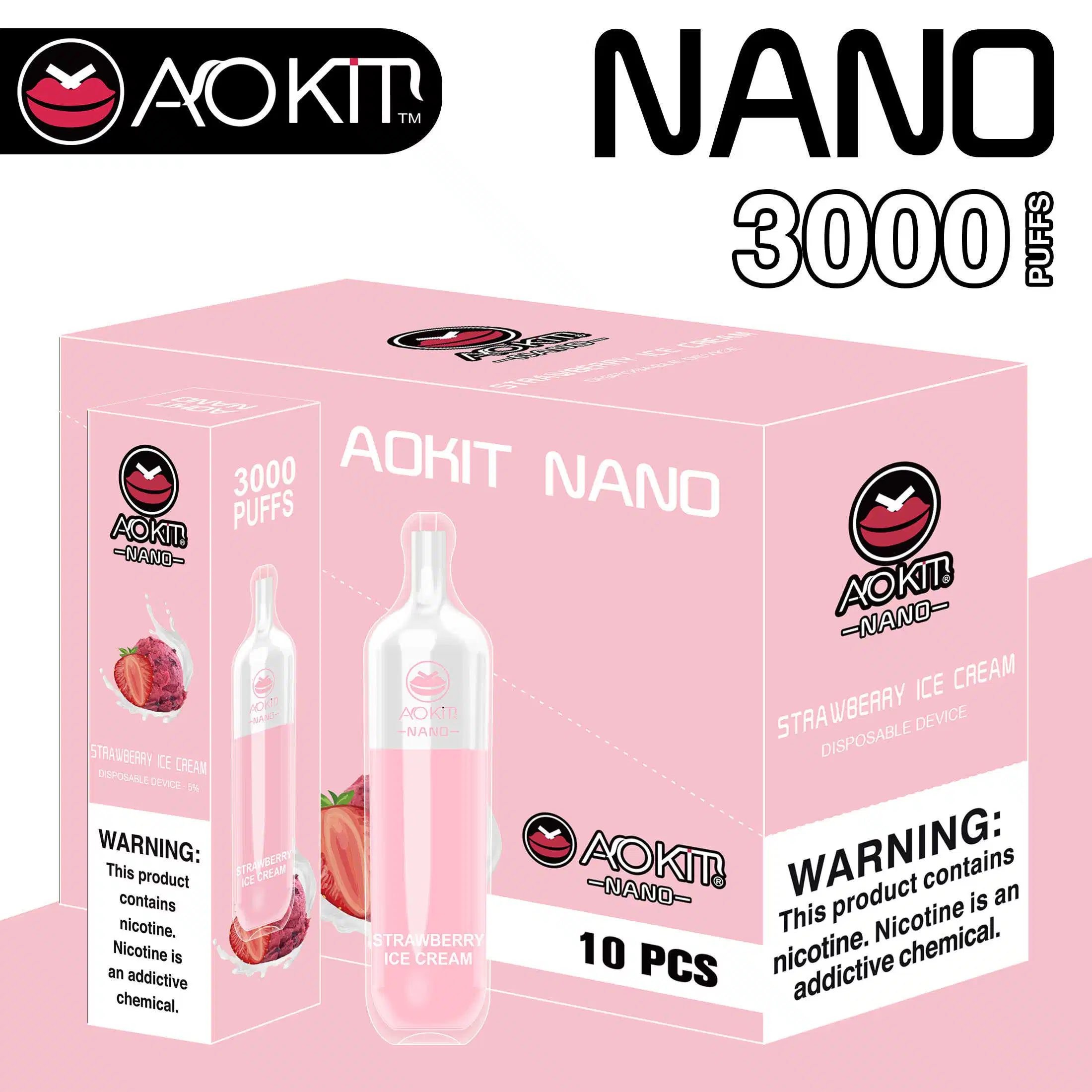 3000puffs Big Puffs Smoking Vape Pen Aokit Nano vape From Aokit Original Factory