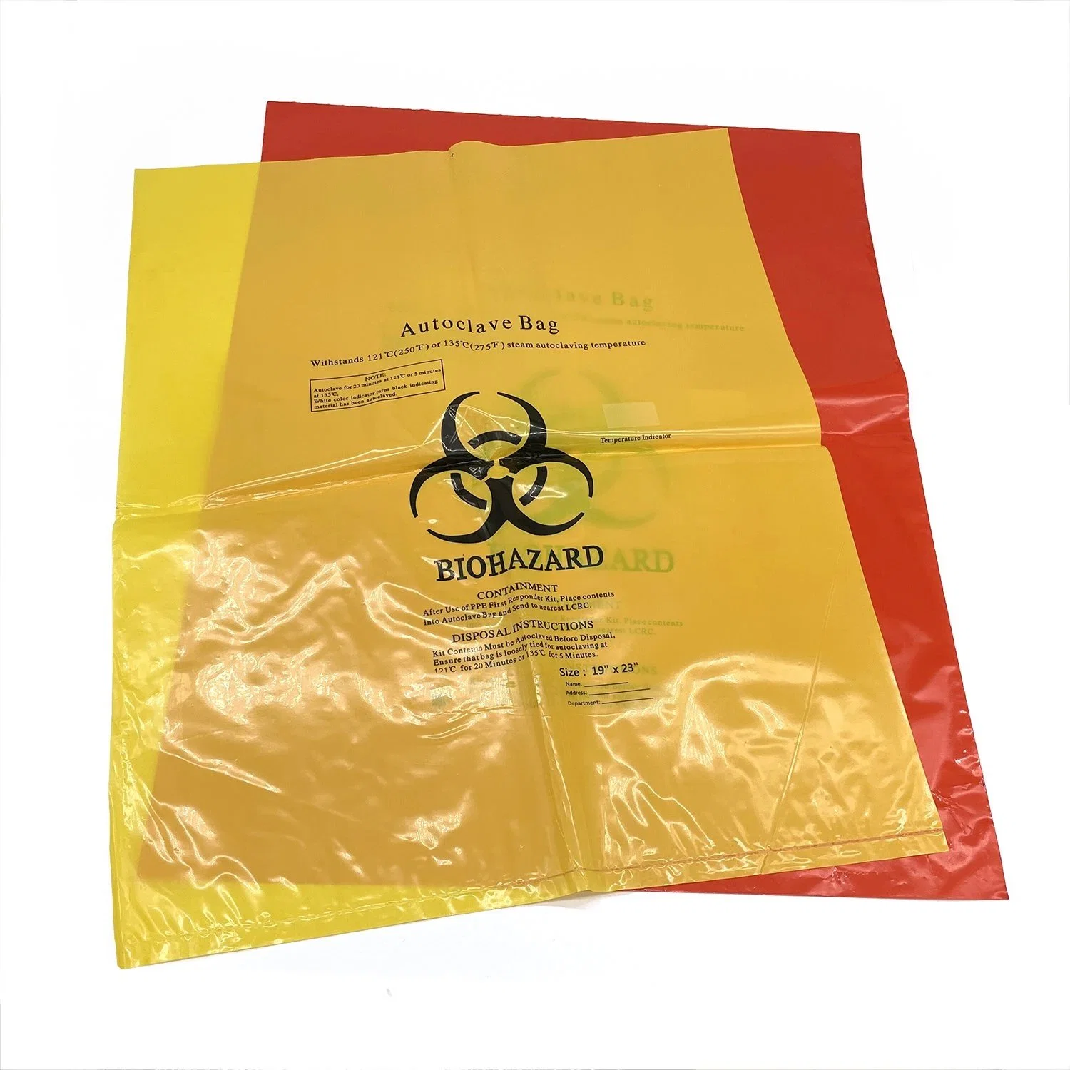Hospital Use 64*40cm, 84*61cm Customized HDPE Autoclavable Garbage Plastic Biohazard Bags Medical Waste Bag