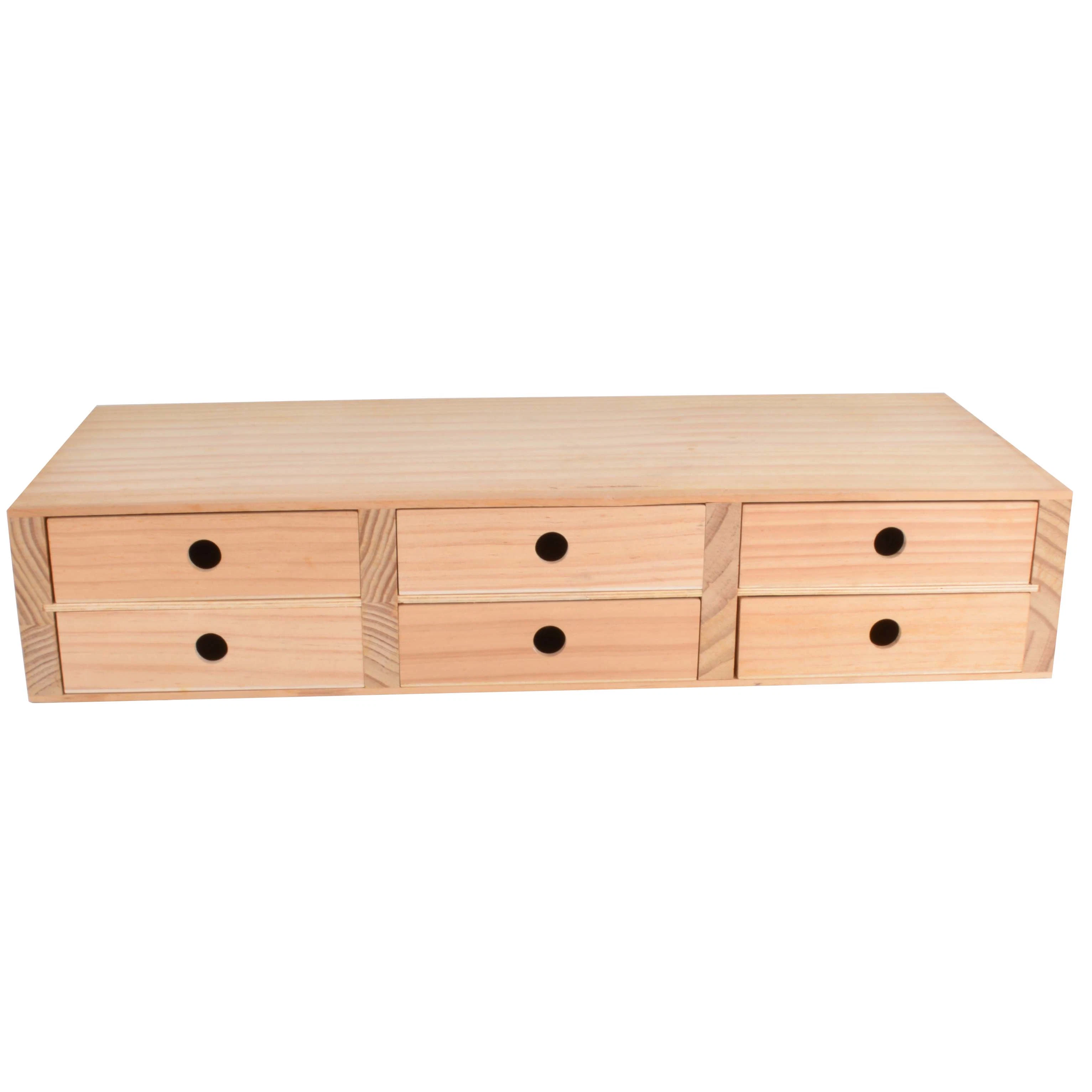 Rectangle Wooden Storage Box with Drawers, Desk Organizer, jewelry Storage