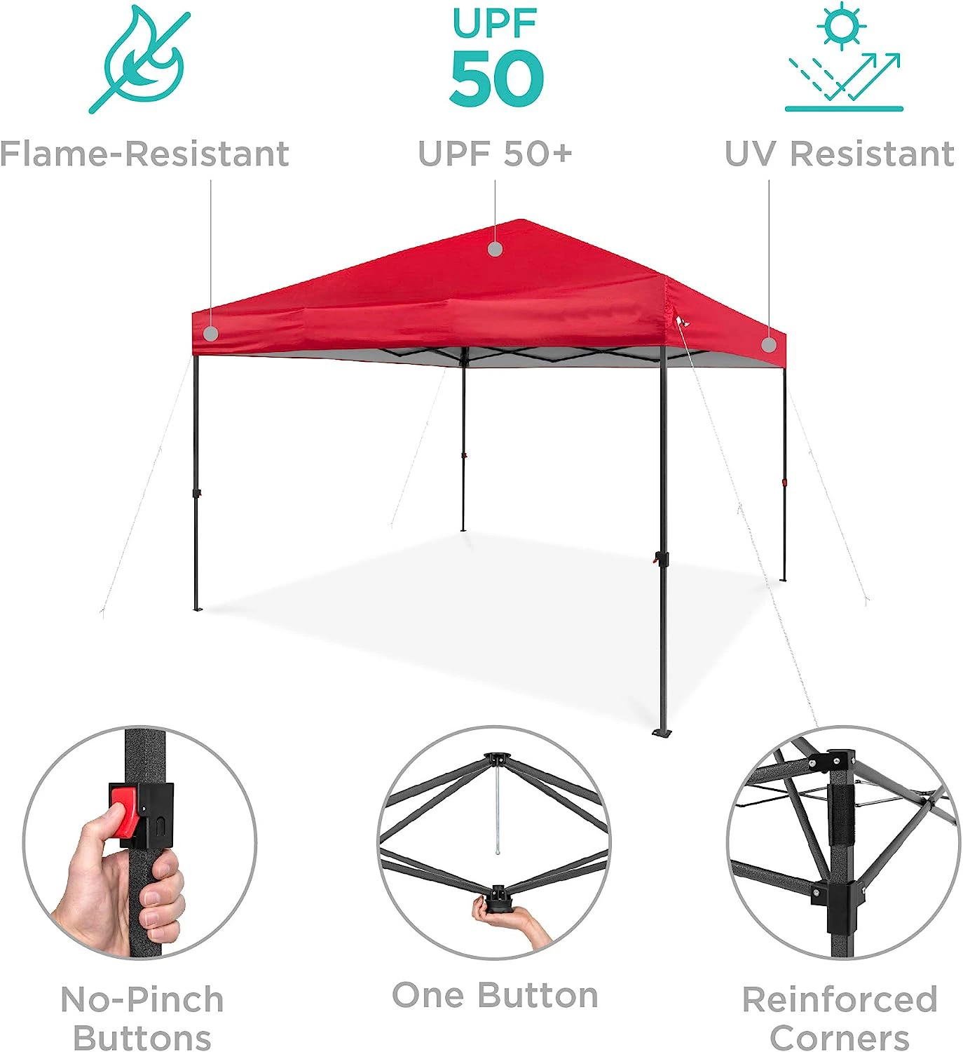 10X10FT 1-Person Setup pop-up Canopy Tent Instant Portable Shelter - Vermelho