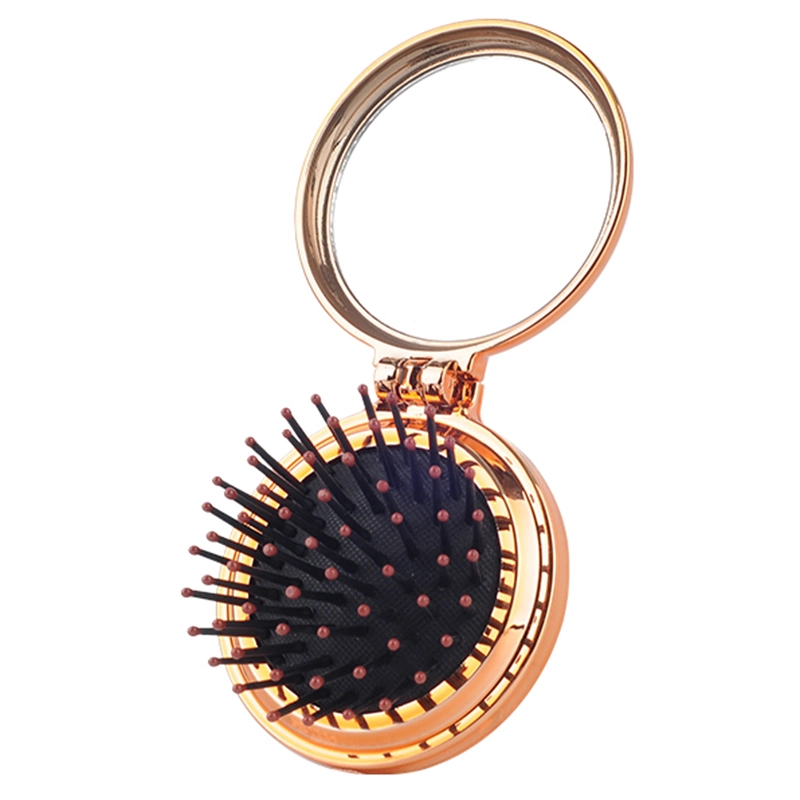 Folding Hair Brush with Mirror, Travel Plastic Foldable Comb, Promotional Gift Comb and Mirror