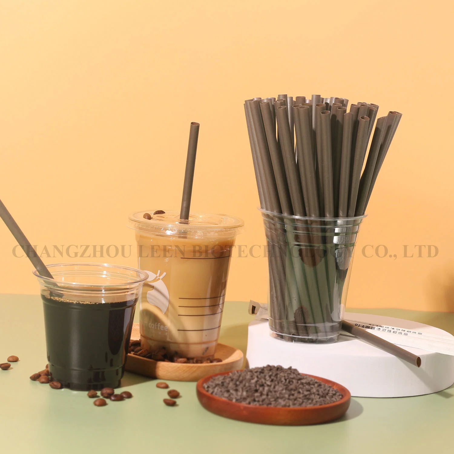 8*205mm Coffee Grounds Extrusion Grade PLA Resin for Degradable Plastic Drinking Straw