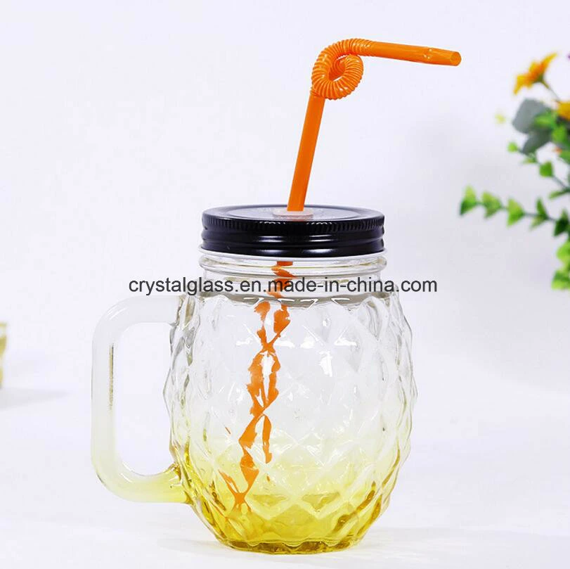 Pinapple Shape Glass Mason Jar Juice Bottle Beverage Container