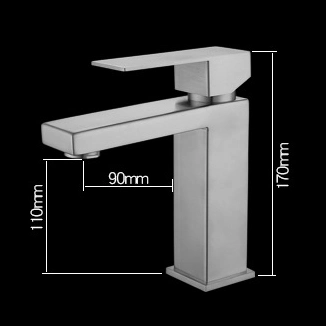 Grey Brushed Bathroom Faucet Single Hole Deck Mounted Basin Brass Mixer Tap