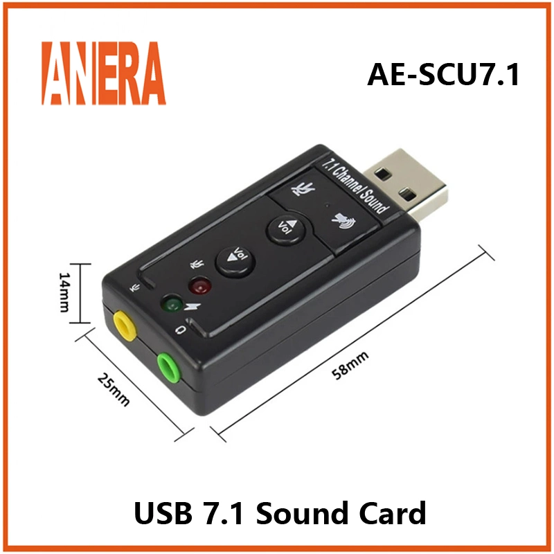 Promotion Factory Price External Aluminum Alloy USB Interface Sound Card 7.1 Channel Audio Interface Plug and Play Sound Card