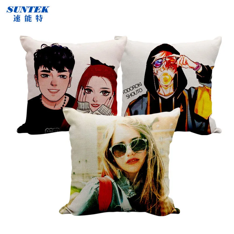 Sublimation Painting Pillowcase Cotton Linen Cushion Cover (Dark Color)