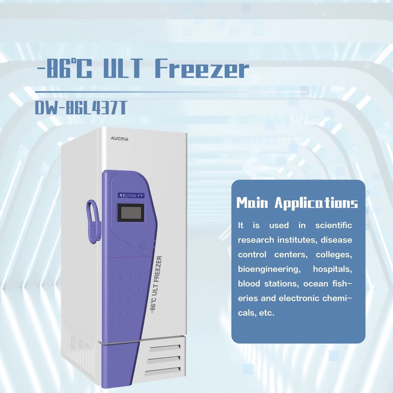 China CE Marked -80 Ult Freezer Storage Refrigerator Medical Ultra Low Vaccine Freezer Deep Freezer for Lab/Hospital (DW-86L437T)