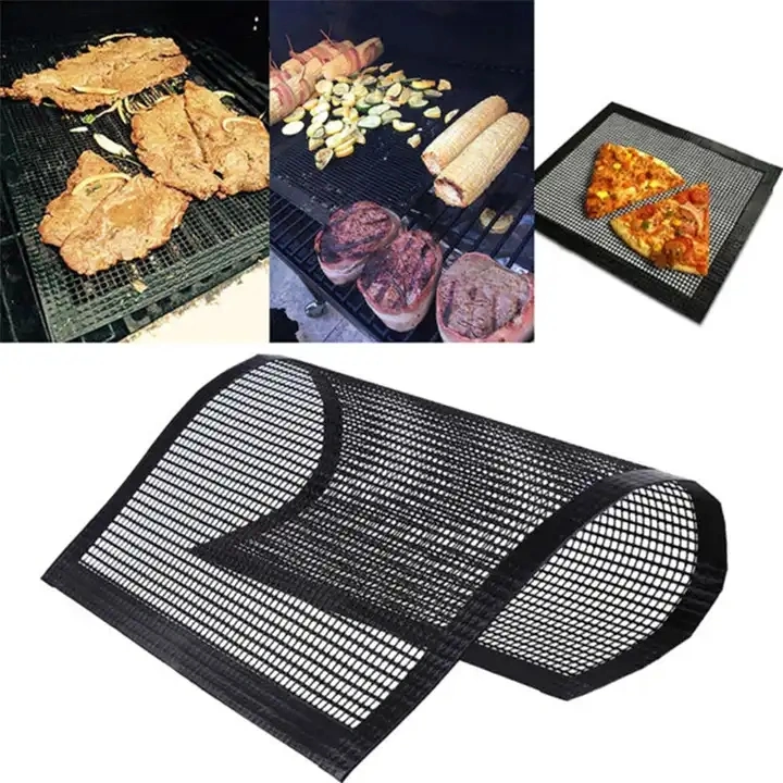 Food Safe Heat Resistant PTFE BBQ Grill Mesh Mat with Edges