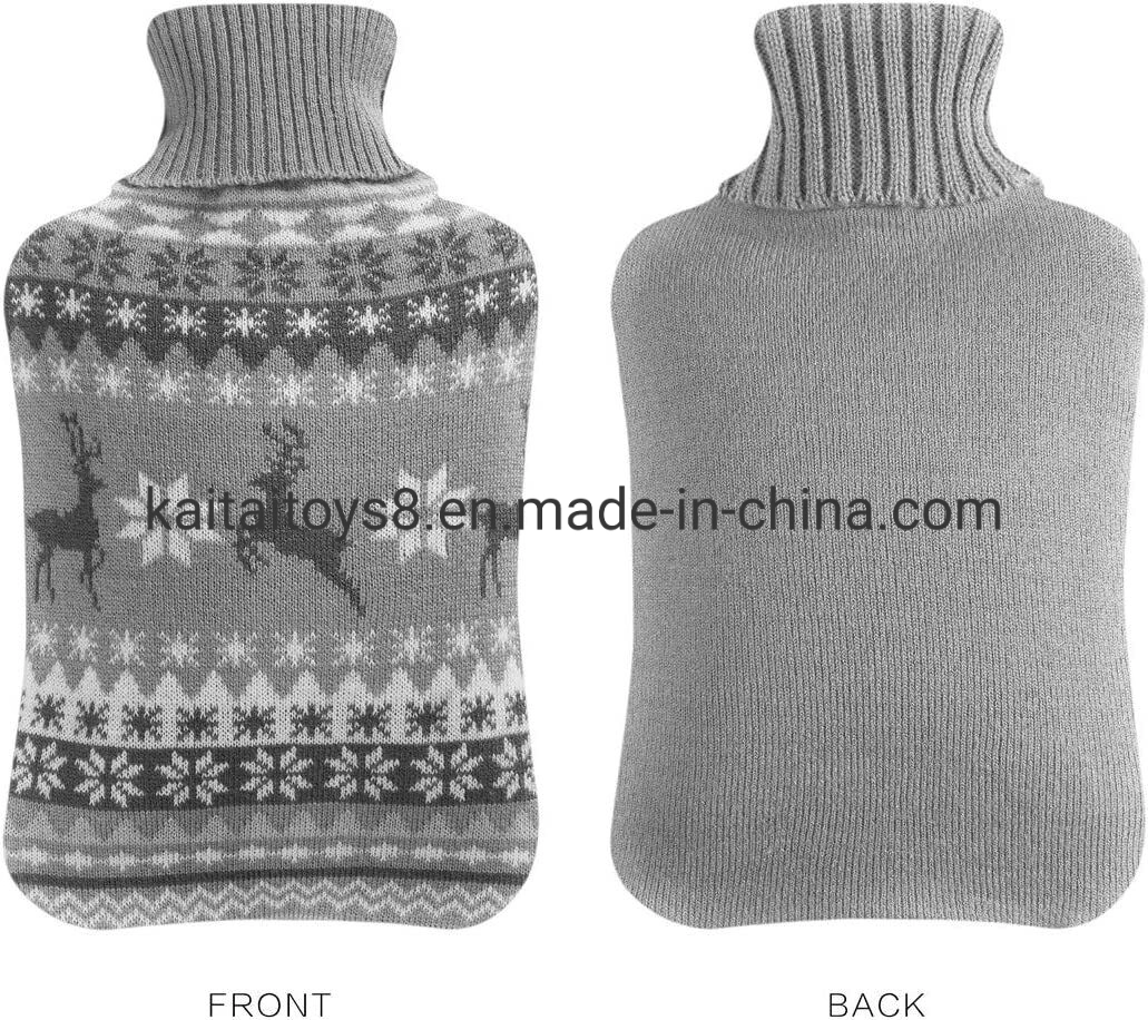 500ml 1000ml 2000ml 2L Natural Rubber Hot Water Bottle Bag with Knit Cover Classic Pattern