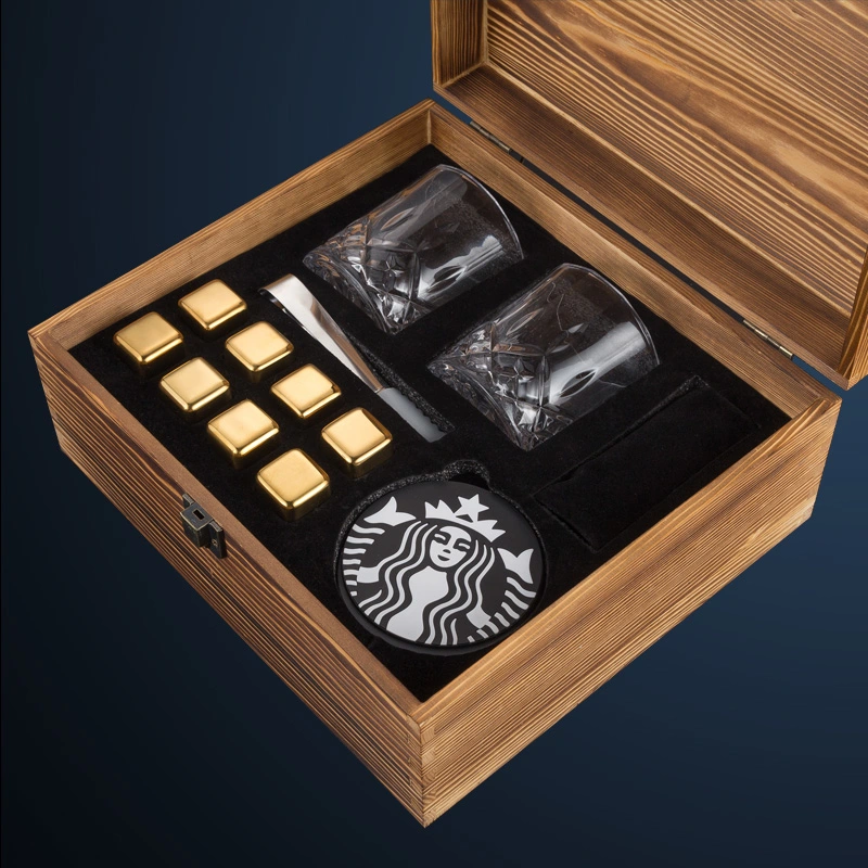 Husband Birthday Stainless Steel Whiskey Stones Wooden Gift Box Set