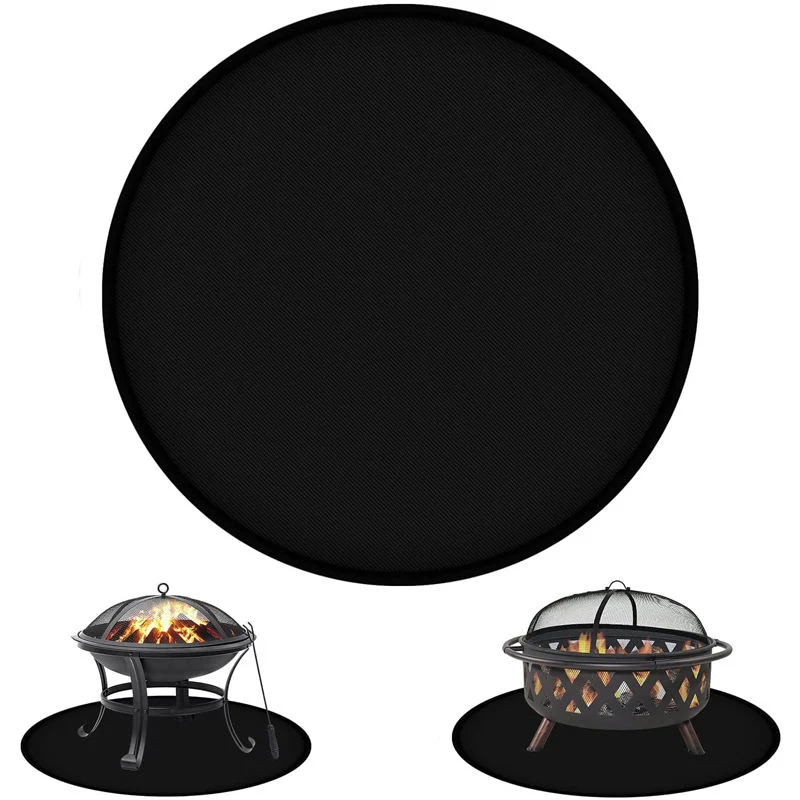 48 Inches Round and 2 Layers Silicone Coated BBQ Accessories Smoker Ember Pad Round Fireproof Fire Pit Mat for Grass