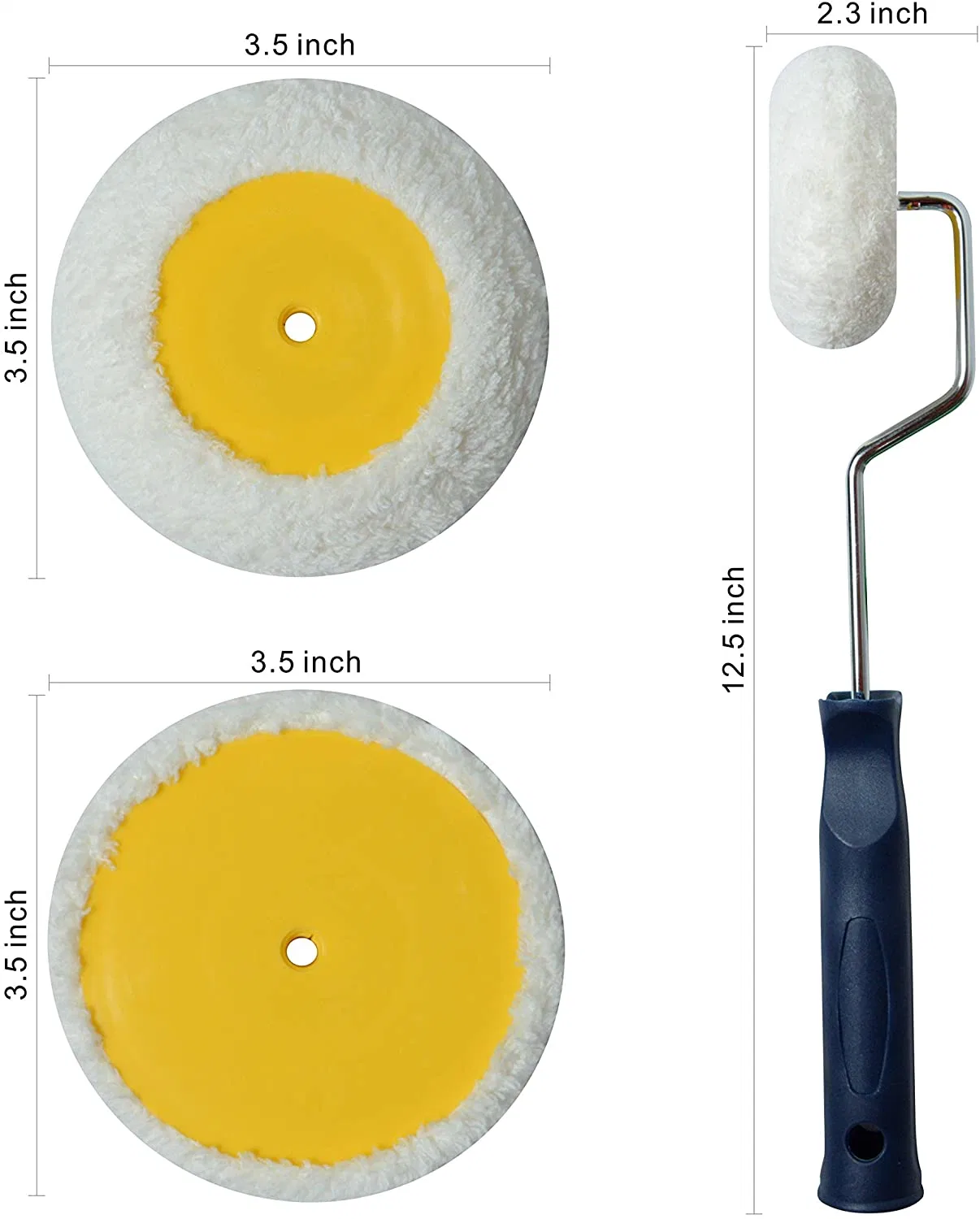 Rolo de canto para paredes secas Mini de 3 peças para utilização com tintas à base de água, óleo ou esmalte rolo de pintar de canto para escritório doméstico decoração de pintura de parede