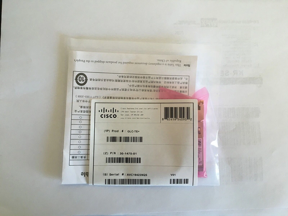 وحدة جهاز إرسال/استقبال Cisco GLC-Te= 1000BASE-T SFP لكبر الفئة 5 وحدة شبكة ألياف ضوئية لمحول Ethernet السلكي