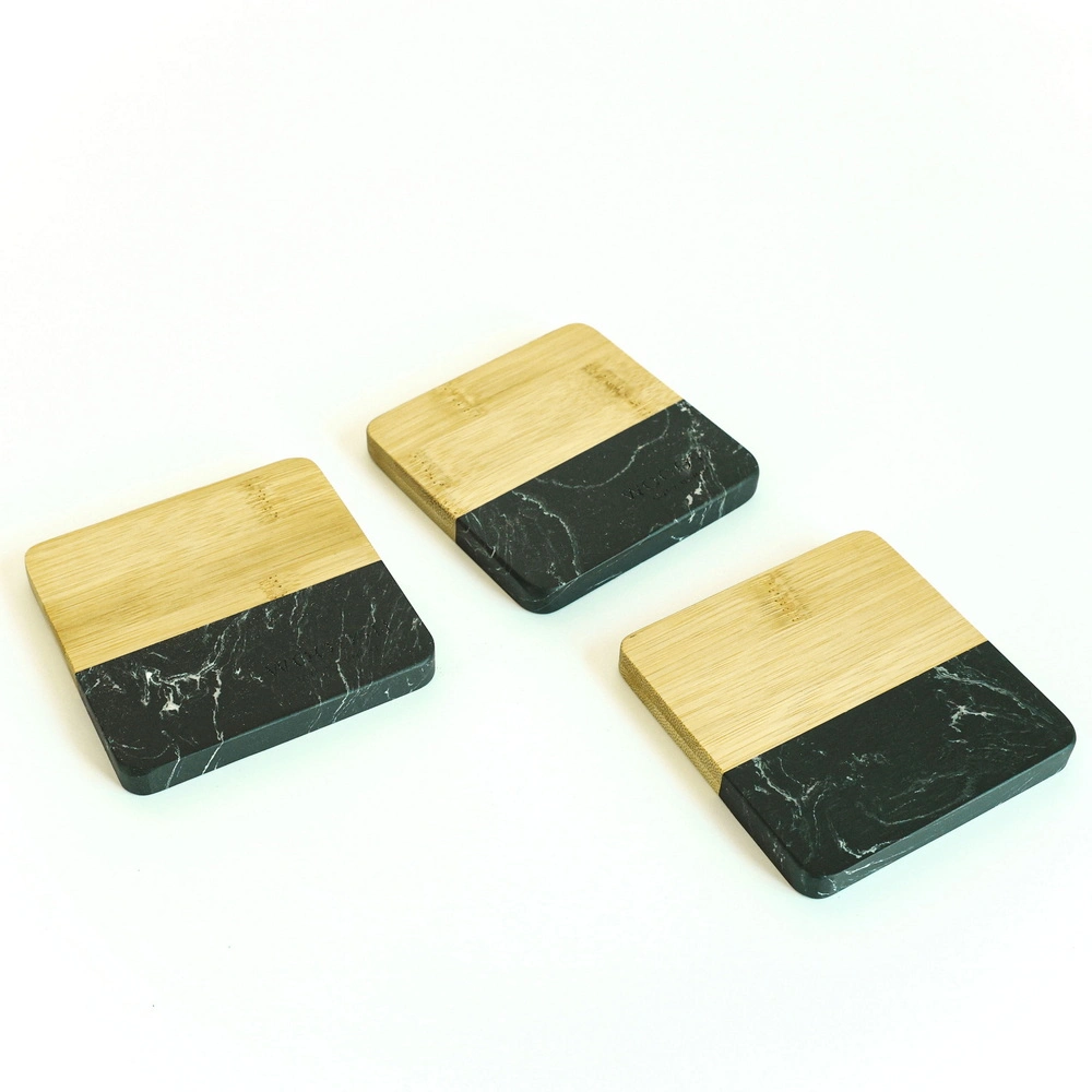 Modern Marble Coaster Set Wood and Marble Coaster for Drink
