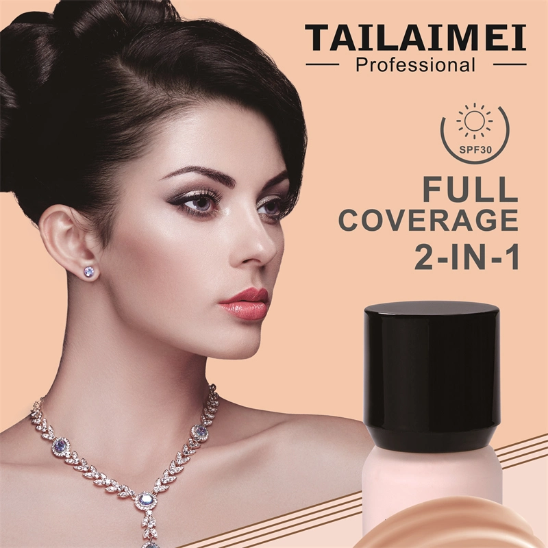 Tlm Private Label SPF30 2 in 1 Liquid Foundation OEM ODM Light Skin Face Base Full Coverage Lasting Makeup Concealer Cream Wholesale/Supplier