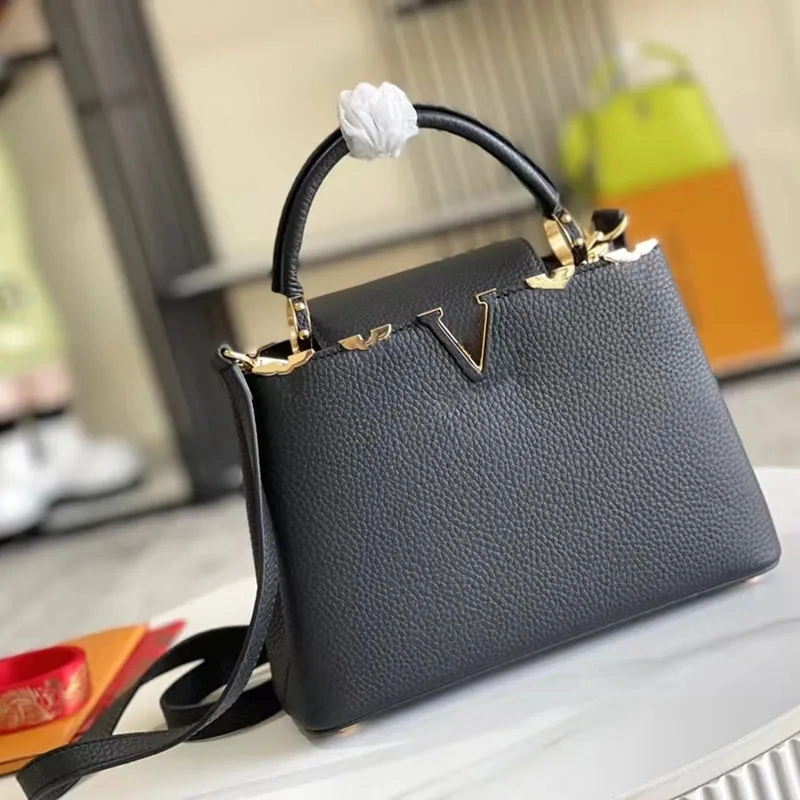 The Latest Style Genuine Leather Top Grade Quality Luxury Replicas Black Color Women Crossbody Handbag