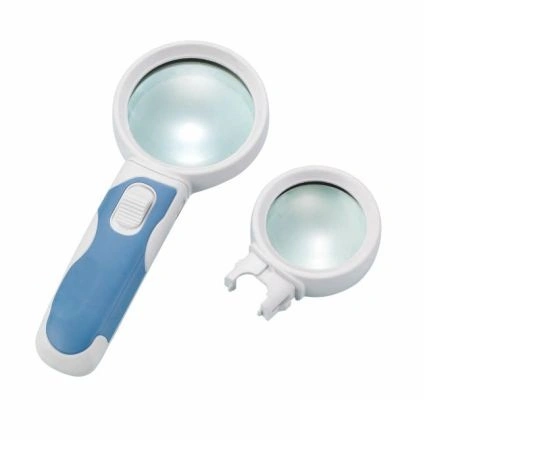 Interchangeable 2.5X/6X Handheld Magnifier 2 LED Magnifying Glass (BM-BG2007)