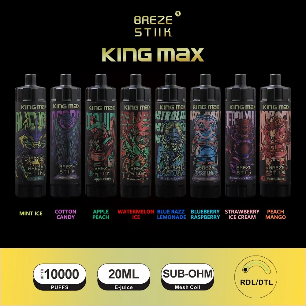 Großhandel Sub-Ohm Mesh Spule RDL/DTL Breze Stiik King Max 10K Puffs King Max 10000 Puff Einweg Vape