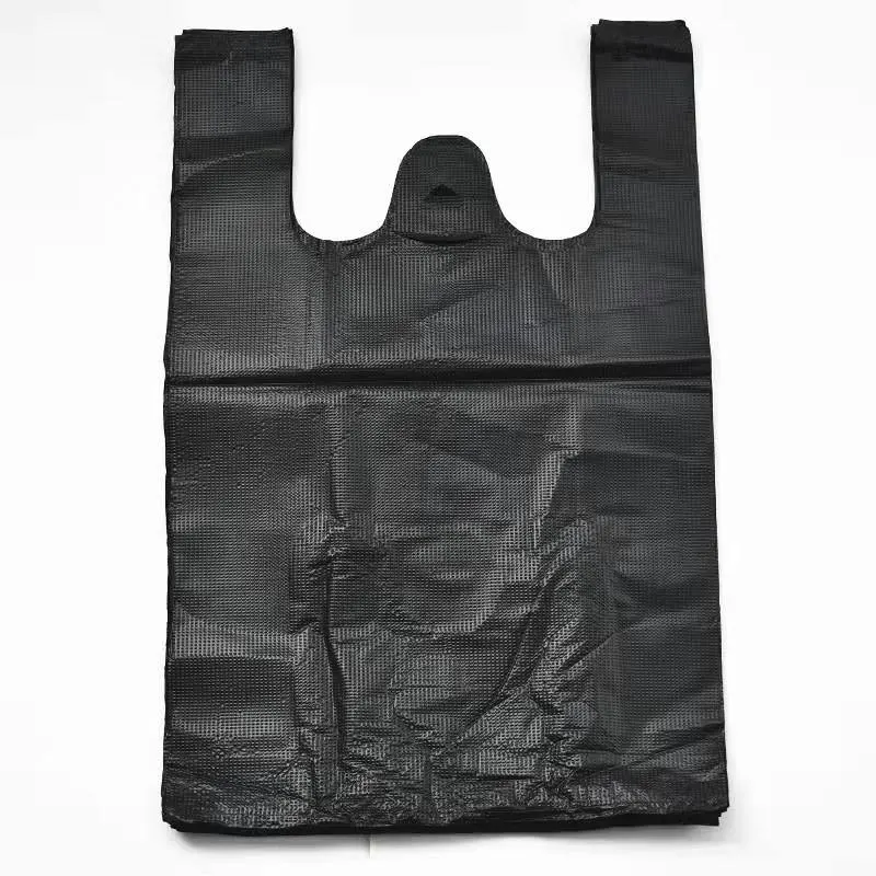 Cheap Custom PE HDPE LDPE Thank You Bags T-Shirt Carrier Bag Shopping Black Plastic Bag