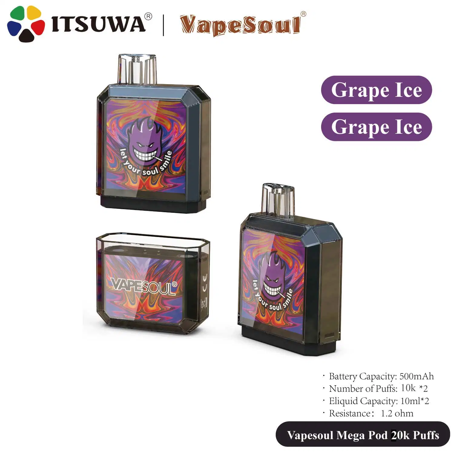 Itsuwa Vapesoul Mega-Pod 2000 Puffs Wholesale/Supplier Oil Disposable/Chargeable Custom Vaporizer Rechargeable Battery Bar Free Price Smoke E Shisha Flavours