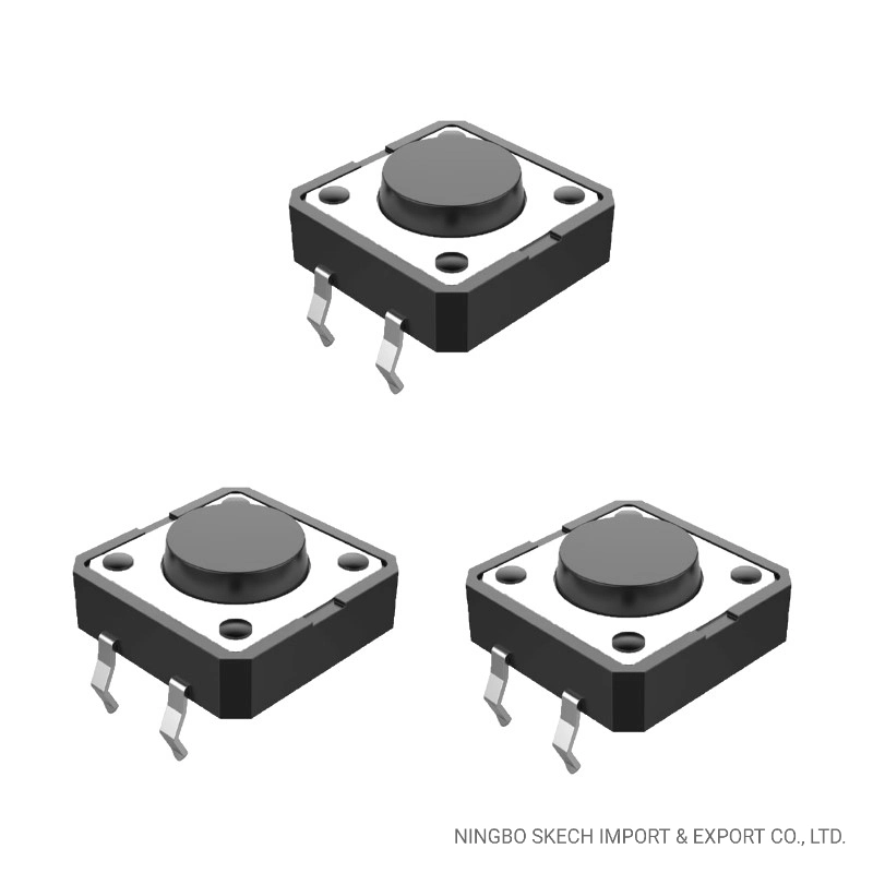 Interruptor de contacto de vástago plano de 12 x 12 mm, montaje superficial en PCB, Micro on-off Interruptor pulsador vertical