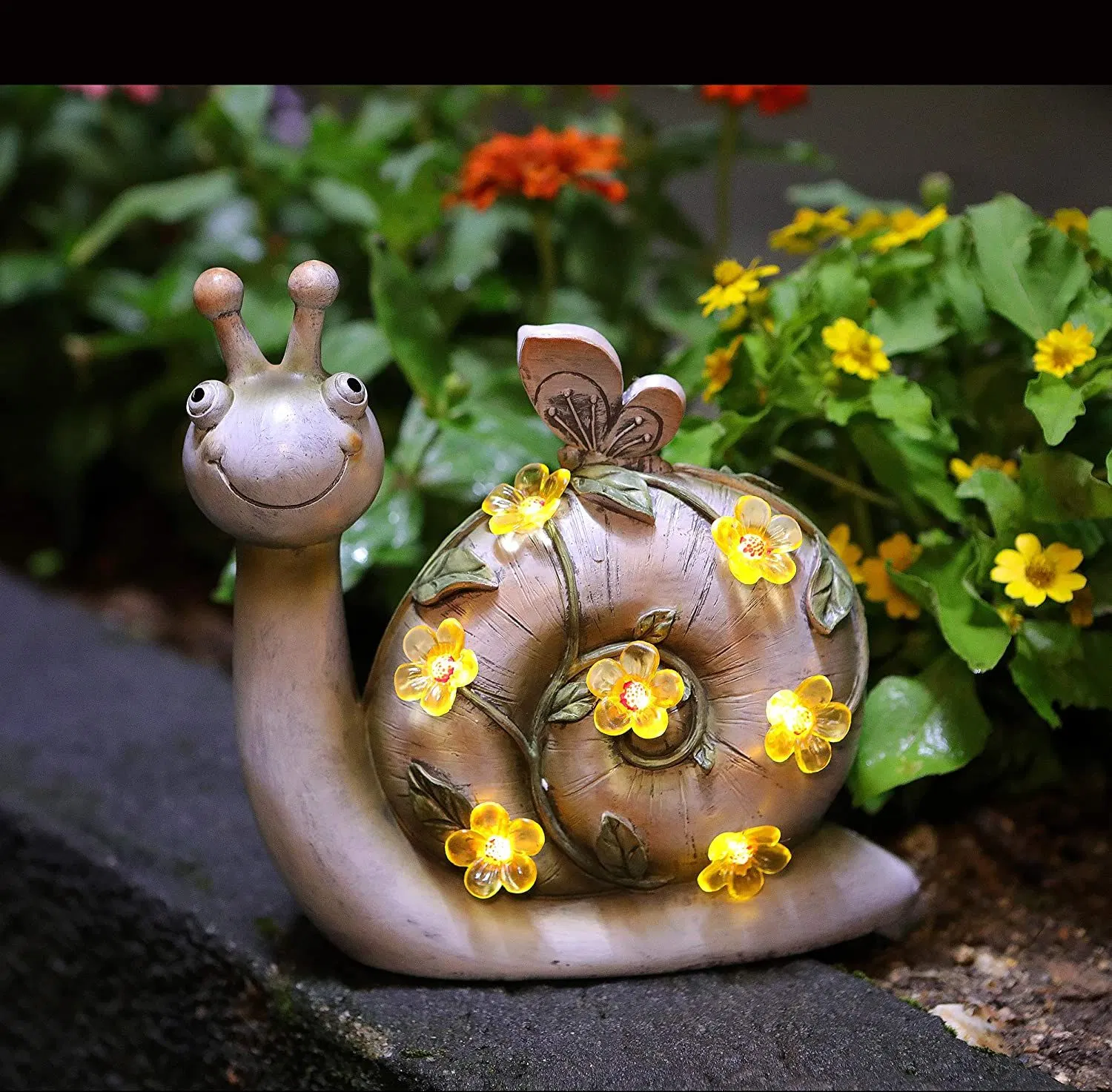 Polyresin/Resin Solar Lights Solar Snail Lights Solar Garden Statue Lights Outdoor Snail Solar Powered Lights for Lawn Yard