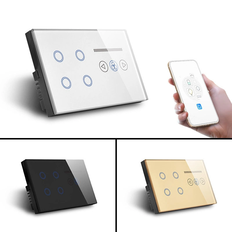 WiFi Smart Light Switch 4gang Glas Touch Panel elektrische Leistung Fan Dimmer Switches Wireless Remote Control von Alexa Google Home