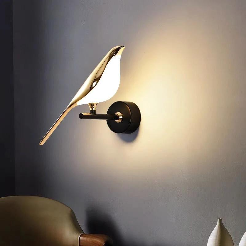 Modern Animal Bird Lamp Gold Metal Shade for Dinner Room Wall Light