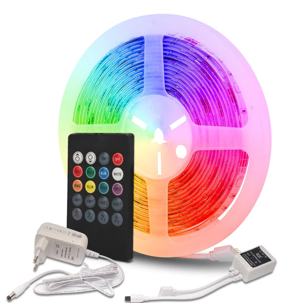 China Venta caliente en el interior de 5m de la música de la cinta de luz LED RGB Control remoto de la Navidad iluminación decorativa colorida de la luz de la cinta de música