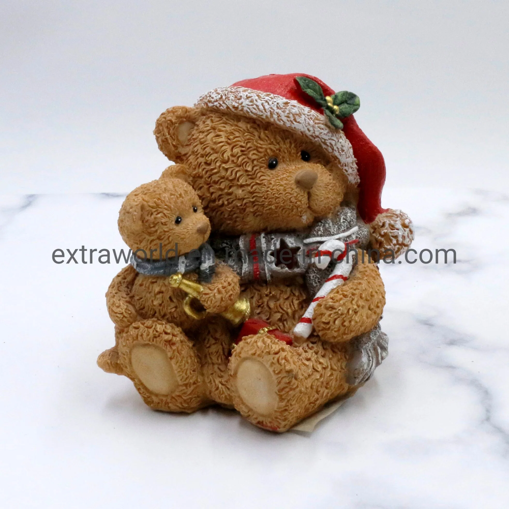 Dia de Natal de Dom Resina grossista Teddy Bear com luz de LED