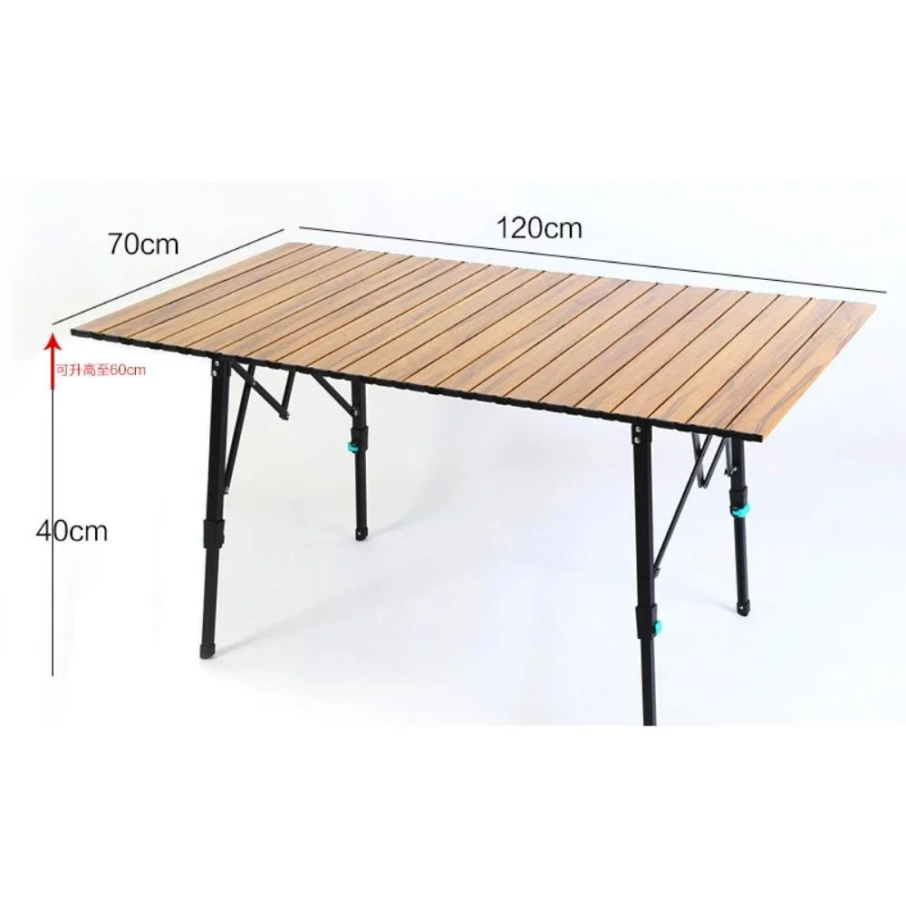 Adjustable Bamboo Folding Table Height Wood Metal BBQ Picnic Table Outdoor Furniture Bl20034