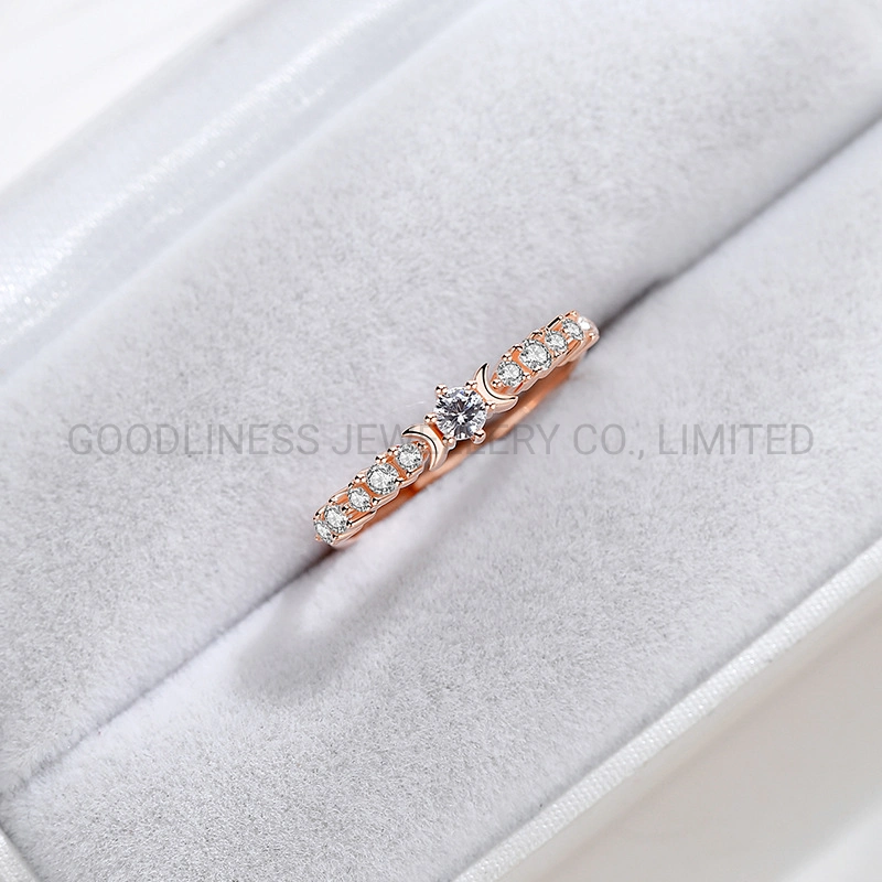 Silver Moon Female Rose Gold Index Finger Micro Open Ring