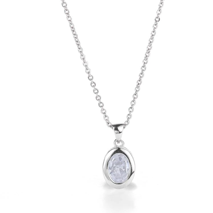 Gemstone Jewelry Simple Oval Shape Solitaire CZ Pendant Wholesale/Supplier