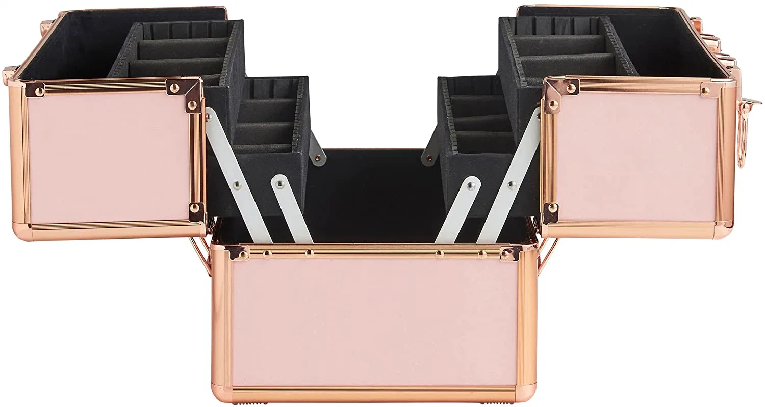 Aluminum Makeup Case Rose Gold Train Beauty Jewelry Cosmetic Case