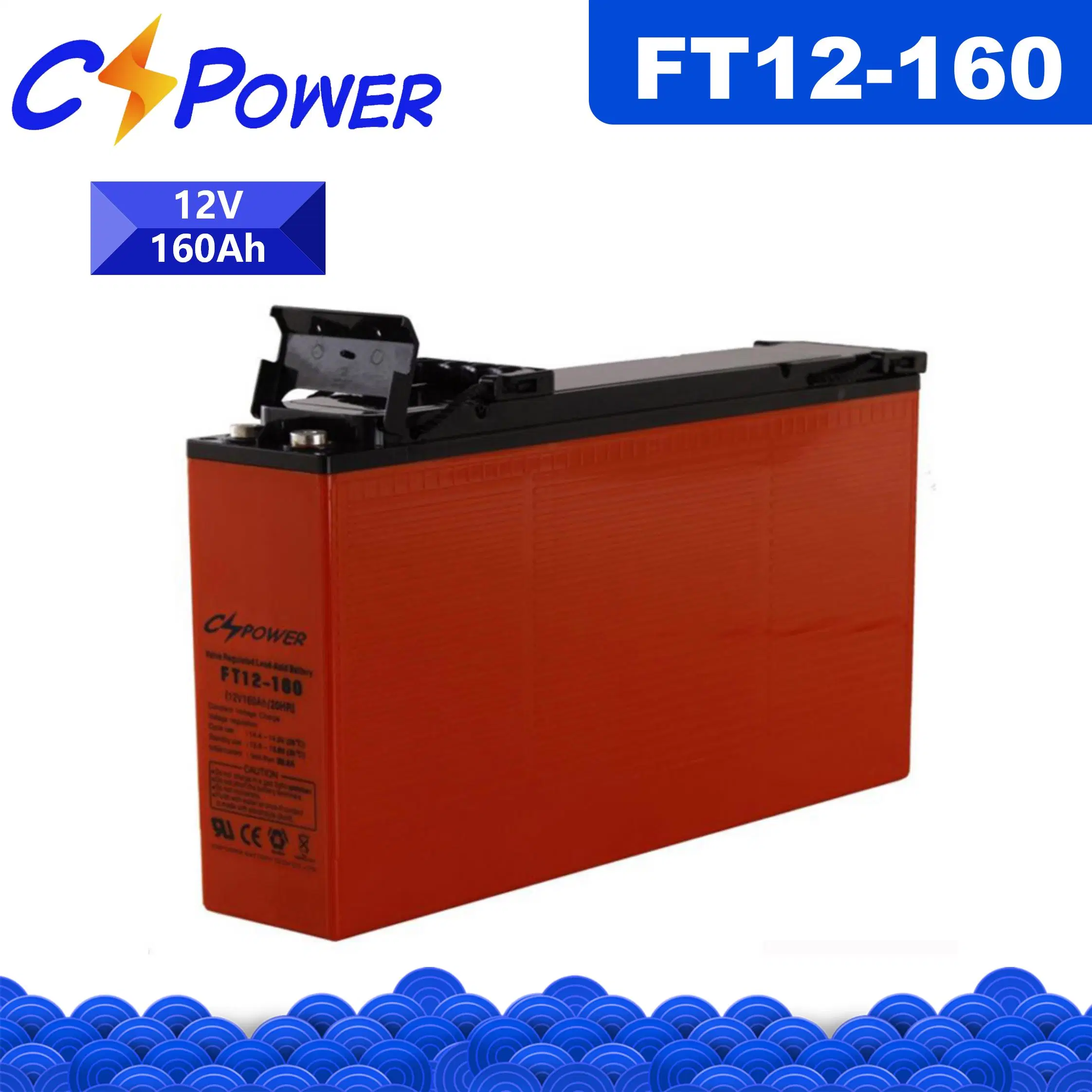 12V160ah terminal avant d'énergie batterie plomb-acide Telecom VRLA