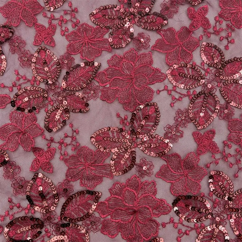 Yigao Textile Mesh Embroidery Sequins Lace Fabric Fashion Dress Fabric