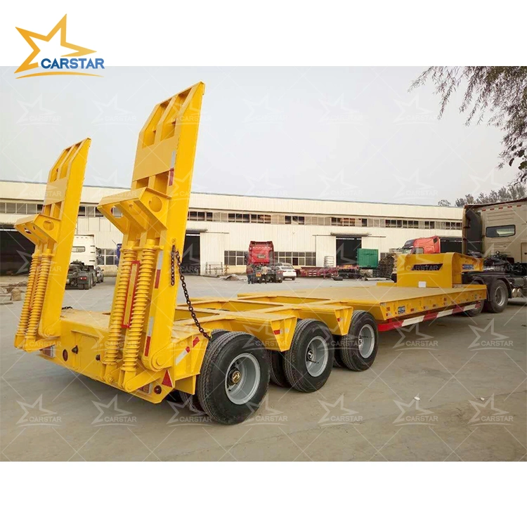 الحفار ذو العجلات 3/4/5 Axle 50 60 80 طنًا متريًا للخدمة الشاقة شاحنة Trailer منخفضة التحميل / Lowboy / 4 محاور مقطورة منخفضة السرير