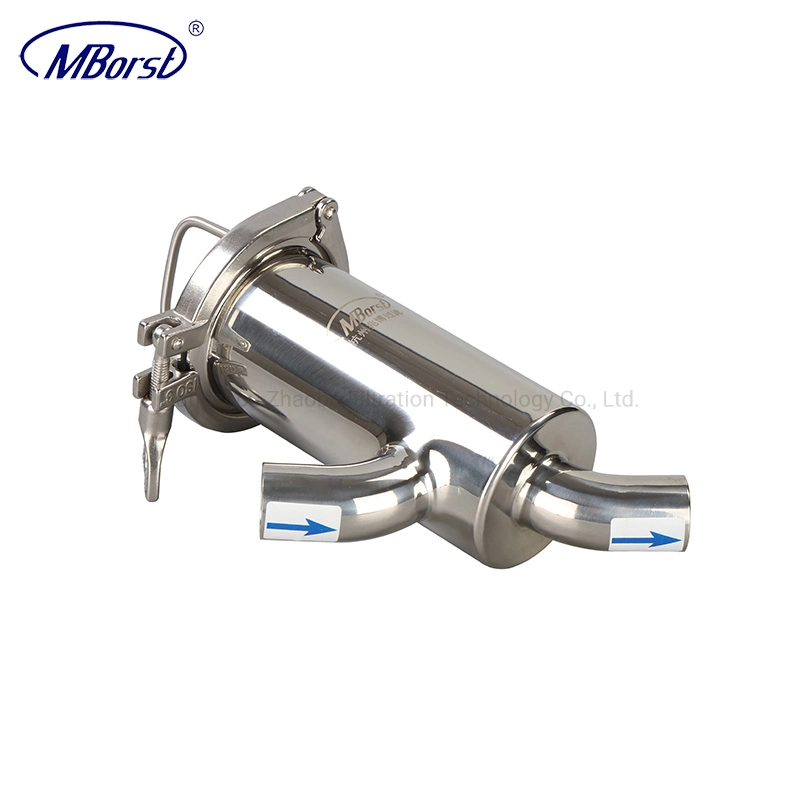 Manufacturer Price Filter Housing Sanitary Stainless Steel 316L Single Round Liquid Pipe Filter for Capsule Filter Cartridge Water Filter Water Purification