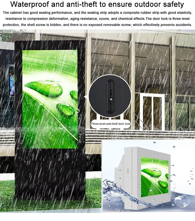 High Brightness Floor Stand Waterproof 55 Inch Digital Signage Outdoor LCD TV Screen