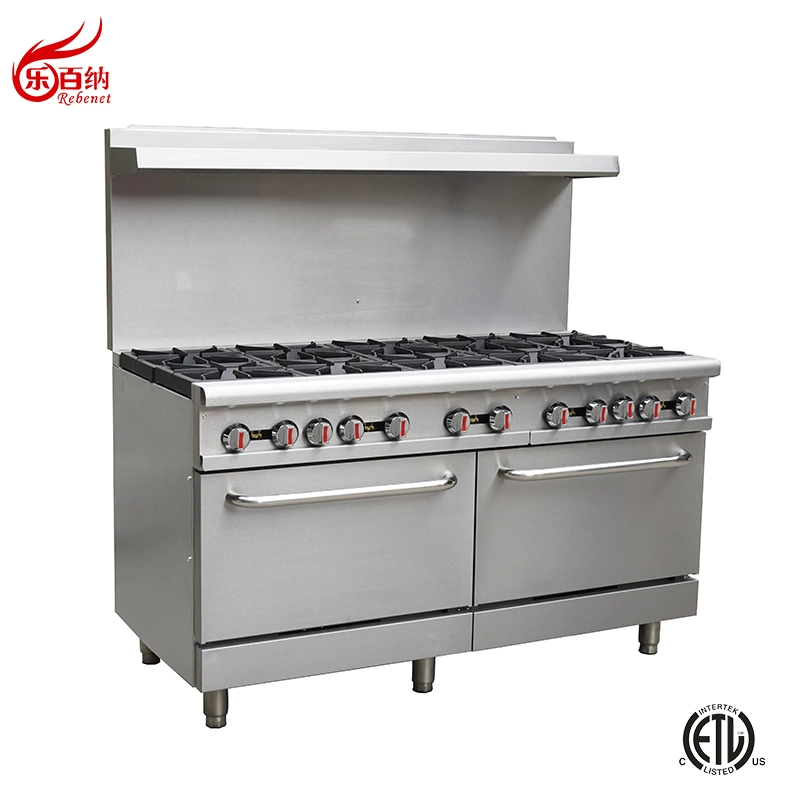 Equipo de cocina de restaurante Estufa de gas de 6 quemadores con horno de gas en acero inoxidable (RGR36)