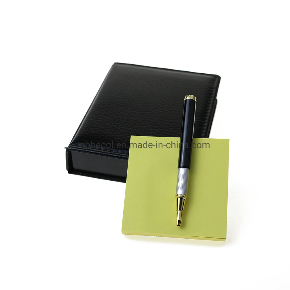 Custom Memo Pad PU Leather Cover Sticky Note with Pen Set