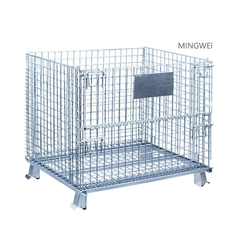 Mingwei Bhk-A29 Metal plegable Contenedor de palets de malla de alambre encajables Stillage Cage