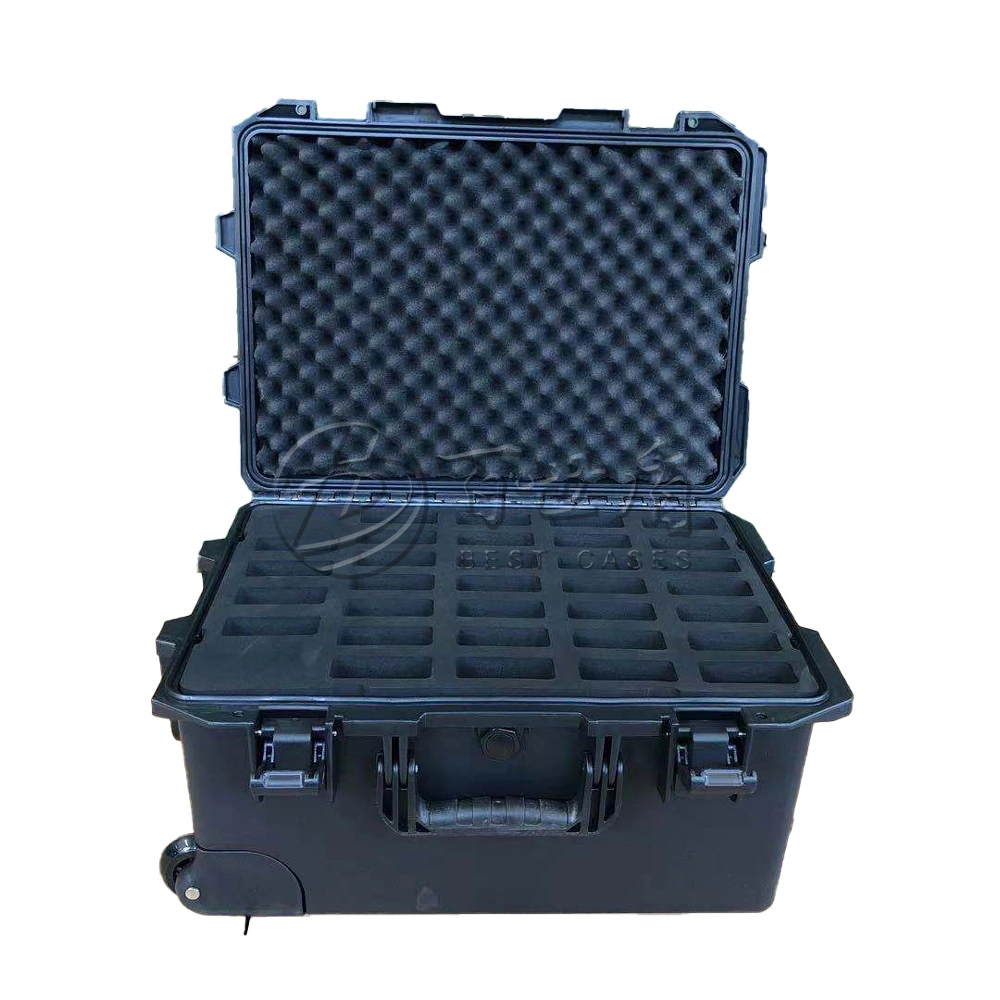 China Manufacture IP67 Waterproof Hard Plastic Protective Electrical Equipment Tool Box with Foam and Wheels