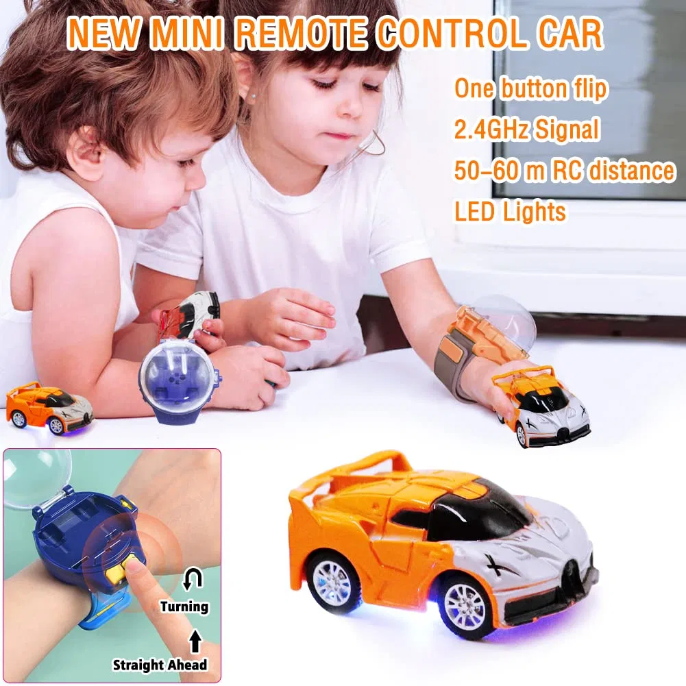 2.4GHz Mini Remote Control Engineering Vehicle Watch Kids Toys, USB Charging Cart Long Distance Wrist Alloy Racing Watch RC Car