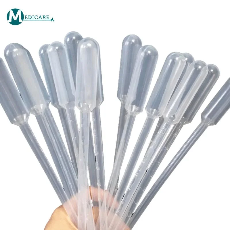 Equipamento de laboratório o laboratório fornece o conta-gotas de pipetas Pasteur graduadas transparentes Pipeta de transferência de plástico