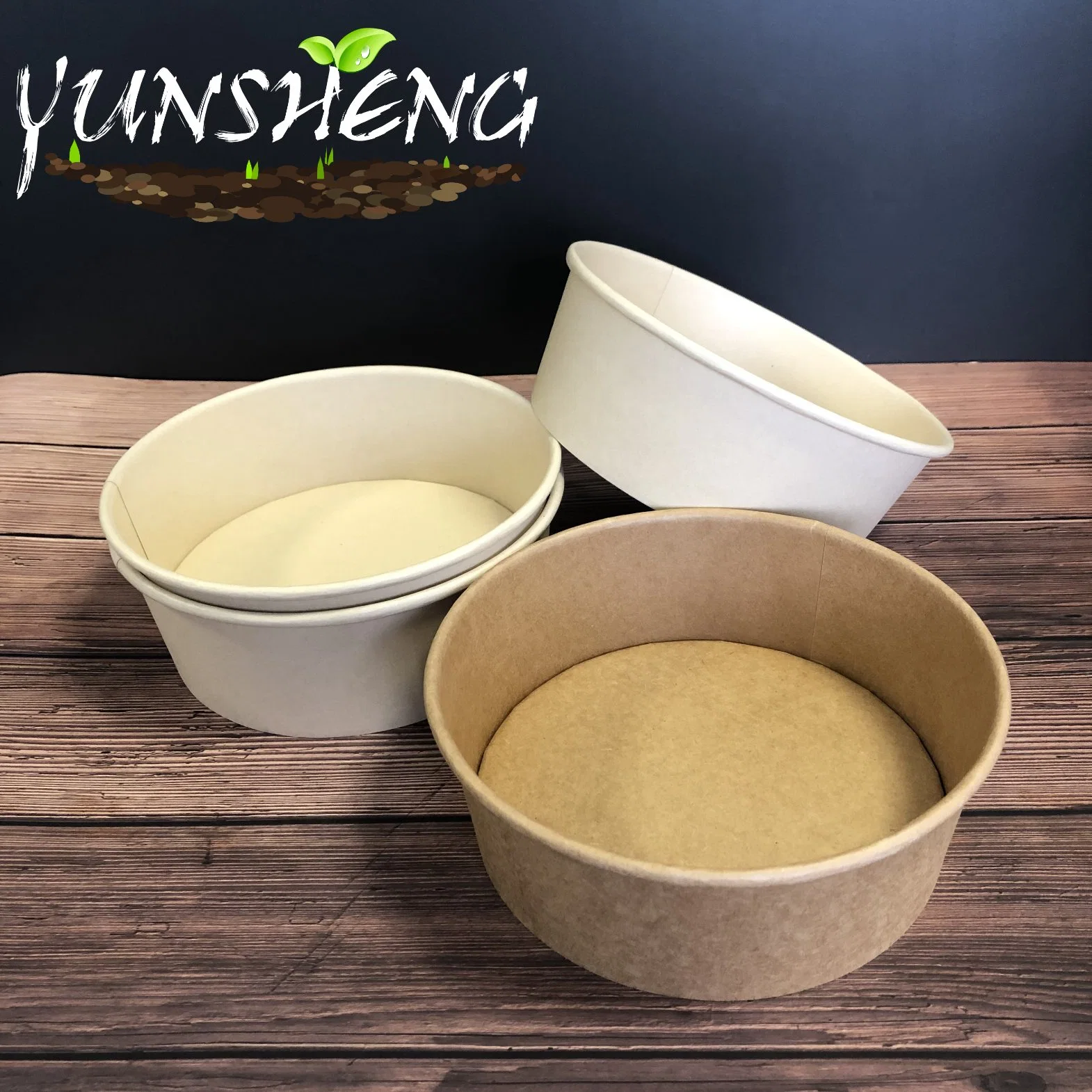 Disposable Kraft Cardboard Brown Bamboo Pulp Paper Soup Bowls