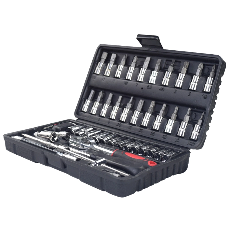 Professional 46pcs ménage les outils à main clé de roue manchon Combinaison de bits jeu d'outils de réparation