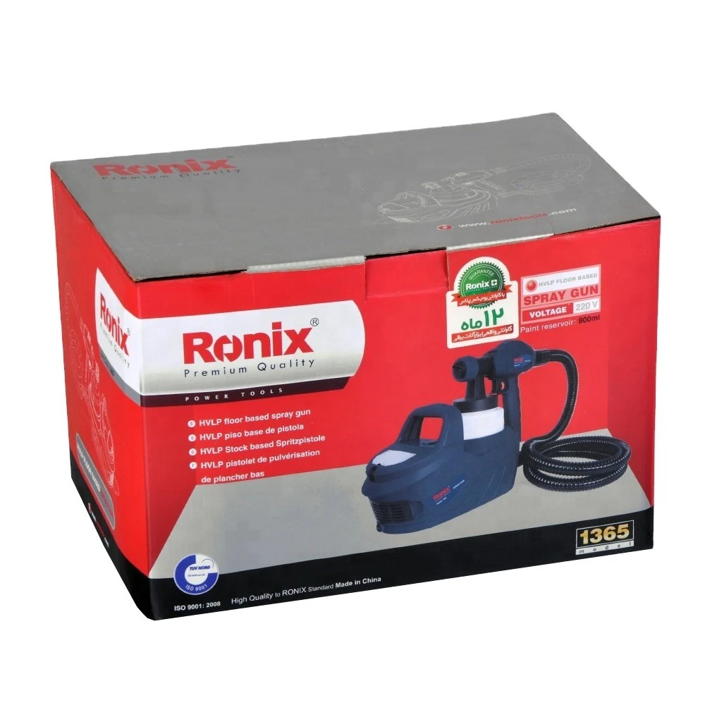 Modelo de Ronix 1365 800ML 650W de potencia de la pintura en aerosol portátil de alta presión de la pulverizadora con piso eléctrico Pistola base