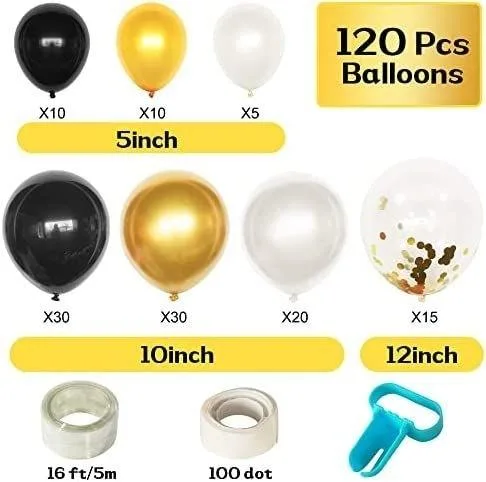New Black Gold Balloon Set Birthday Theme Balloon Arch Kit Holiday Party Decoration Supplies Gold Confetti Sequins Balloon